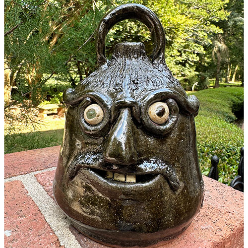 アメリカ南部のフォークアート（民芸） ガラス製の陶器壺 Pottery Jug Flossie Meaders 8.5